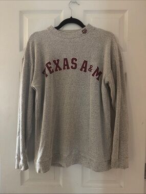 PINK Victoria's Secret Light Gray Crewneck with Maroon Texas A&M Arch